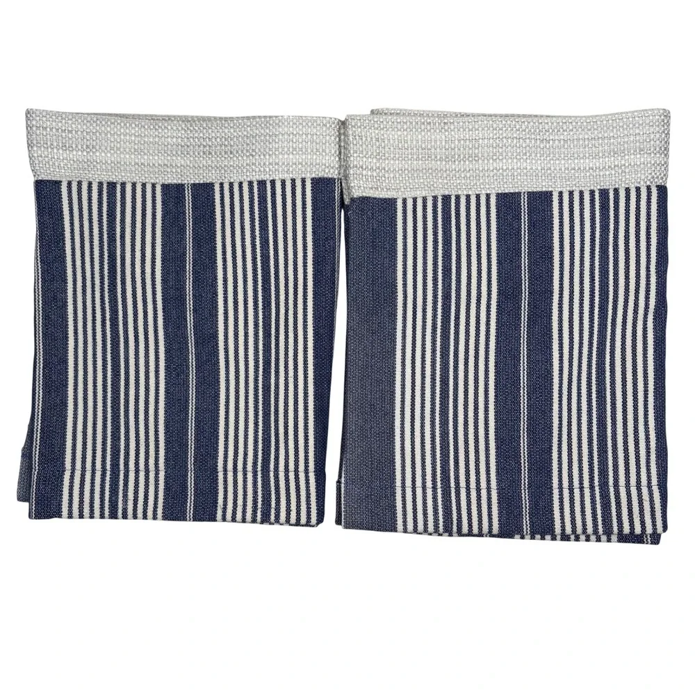 Pottery Barn Kids Valance Navy Blue Stripe Set of 2‎ Nautical 62x50 inch each